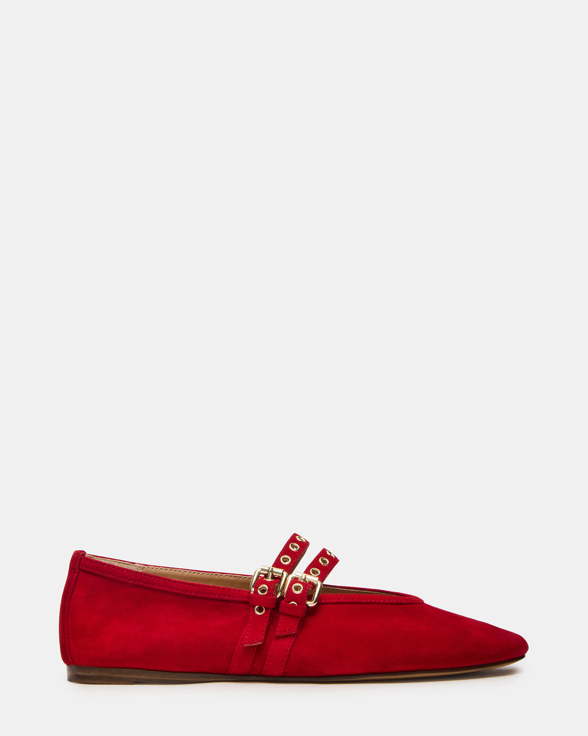 LYDIA Red Suede Square-Toe Mary Jane Ballet Women's Flat