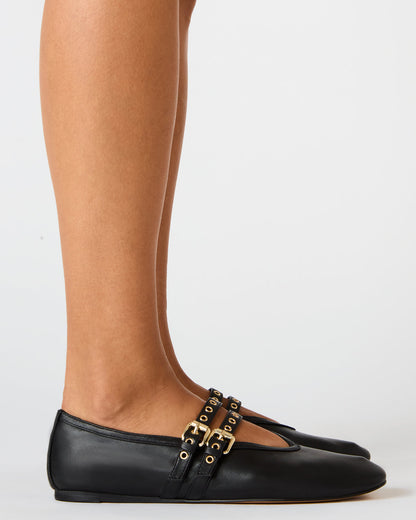 LYDIA Red Suede Square-Toe Mary Jane Ballet Women's Flat