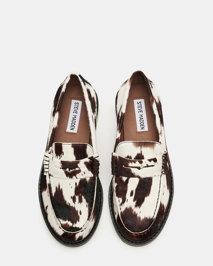 MADISON Brown Cow Print Women's Penny Loafer