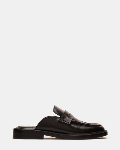 MULBERRY Black Leather Women's Slip-On Mule Flat