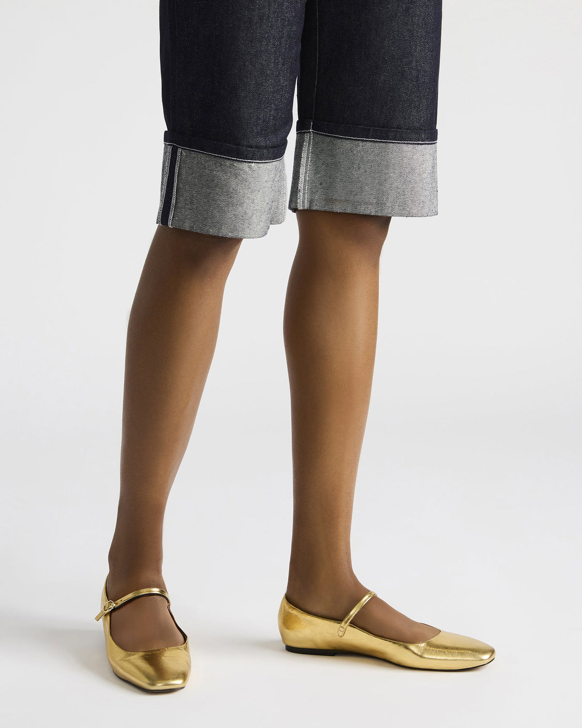 MAPLE Gold Leather Women's Mary Jane Ballet Flat