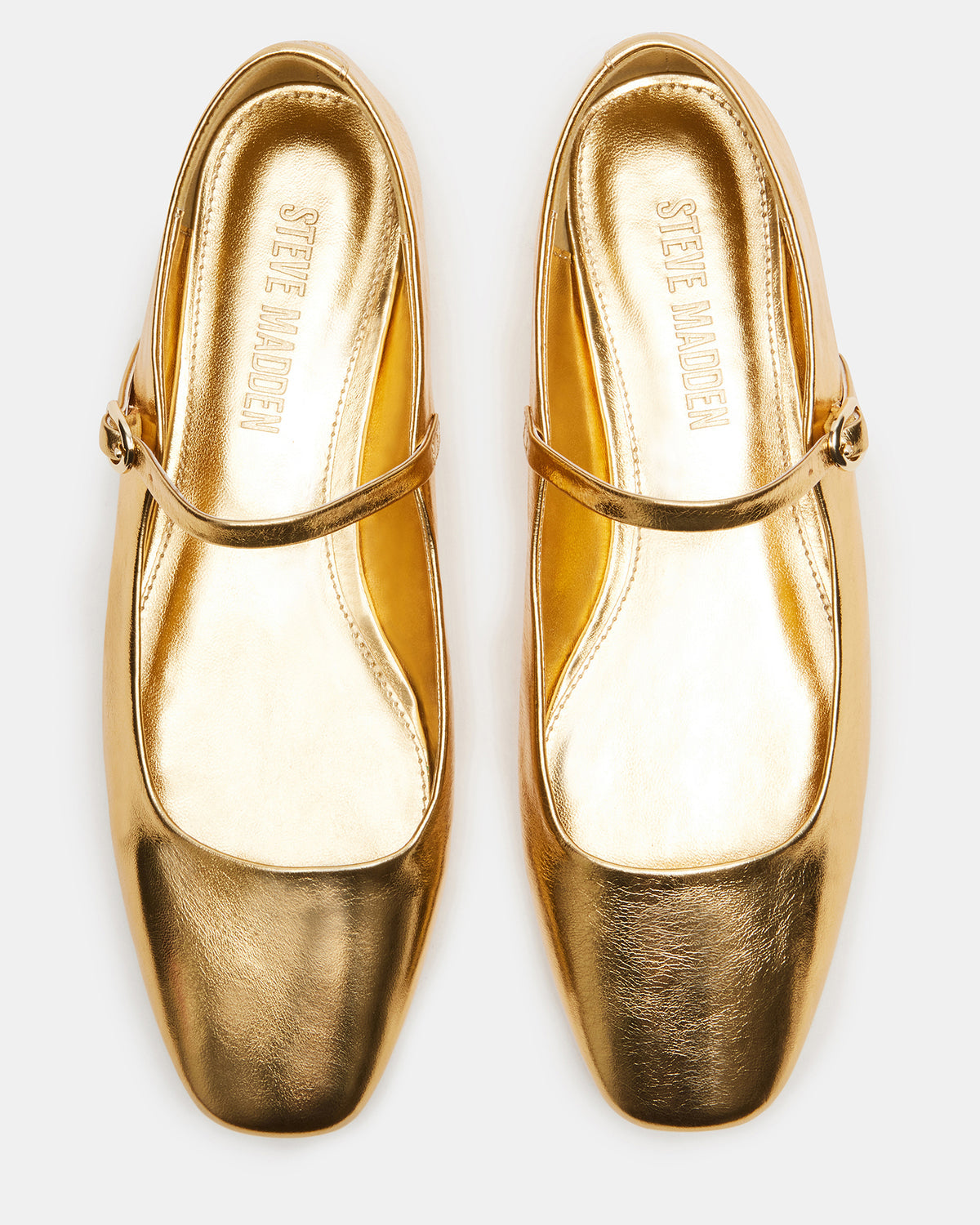 MAPLE Gold Leather Women's Mary Jane Ballet Flat