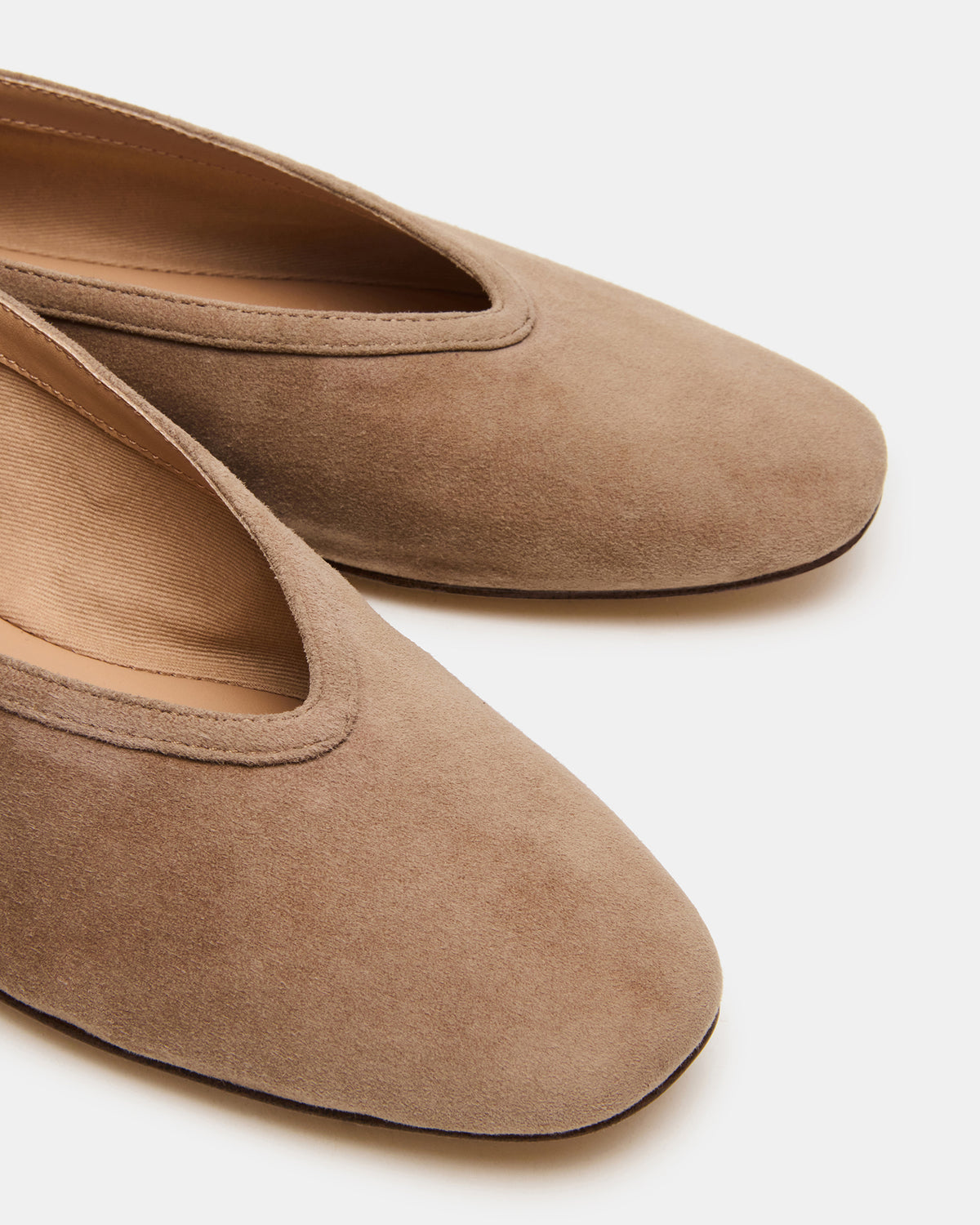 LENI Taupe Suede Square-Toe Ballet Women's Flat