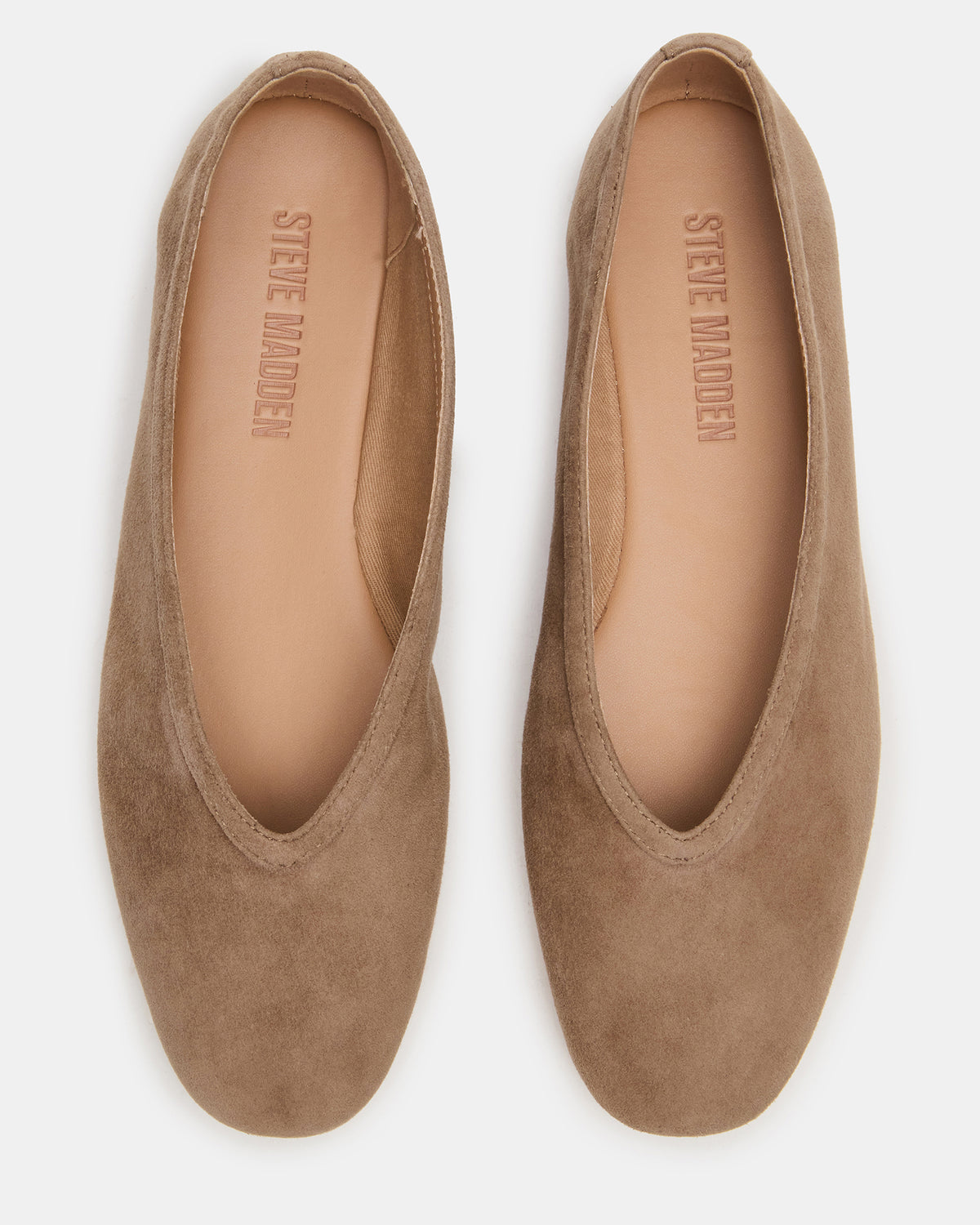 LENI Taupe Suede Square-Toe Ballet Women's Flat
