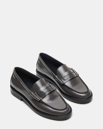 MADISON Grey Leather Women's Penny Loafer