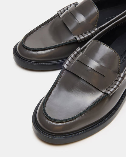 MADISON Grey Leather Women's Penny Loafer