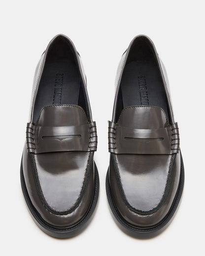 MADISON Grey Leather Women's Penny Loafer