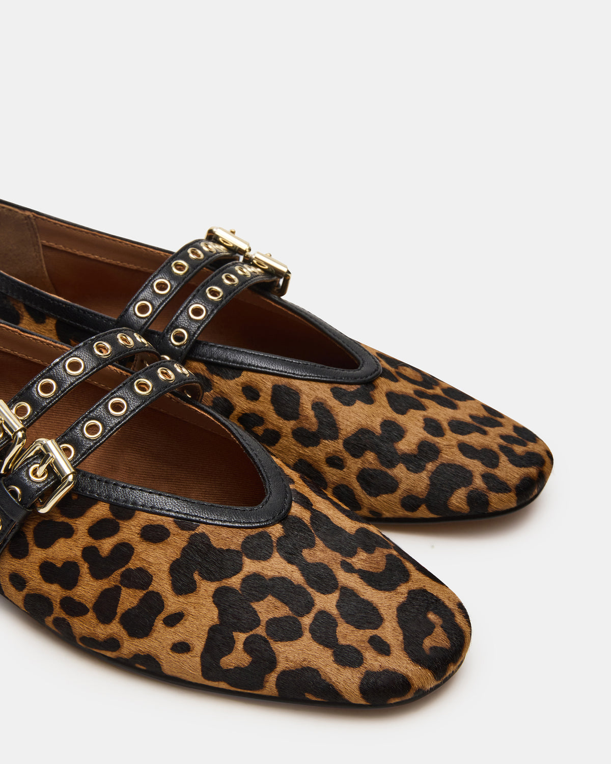 LYDIA Leopard Square-Toe Mary Jane Ballet Women's Flat