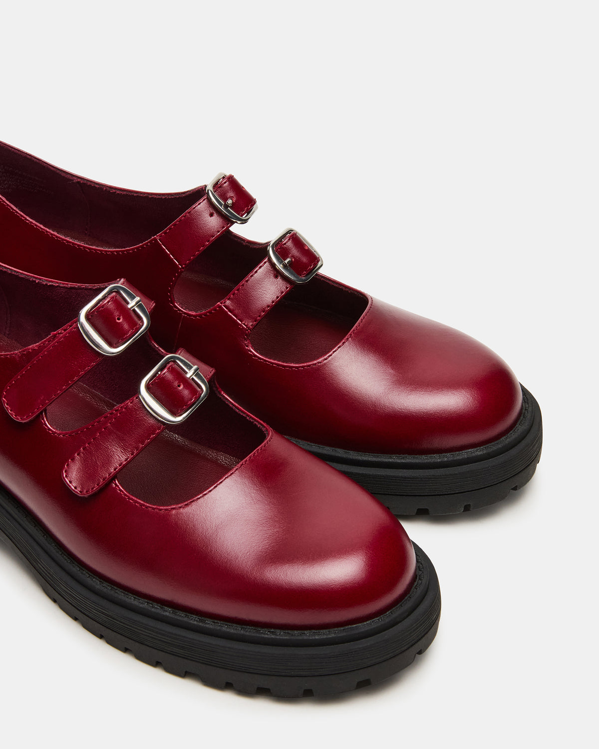 ALBA Burgundy Leather Platform Lug Mary Jane Women's Loafer