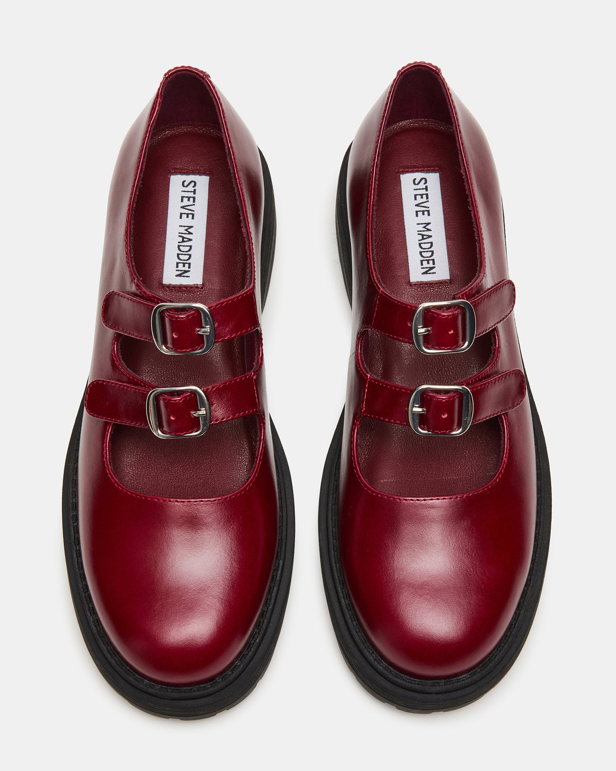 ALBA Burgundy Leather Platform Lug Mary Jane Women's Loafer