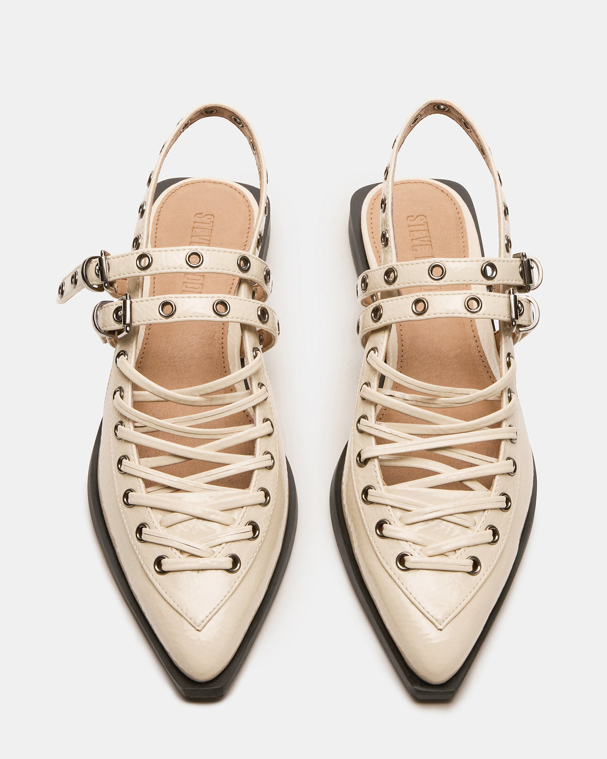 GALANTI Bone Patent Women's Pointed-Toe Moto Slingback Flat