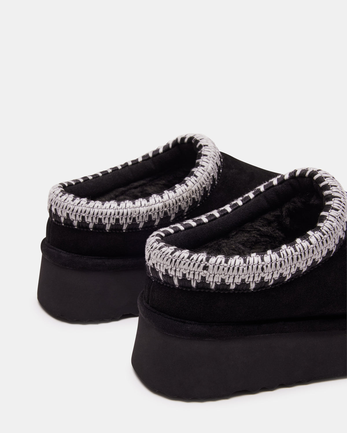 SELENA Black Suede Women's Natural Slip-On Mule Flat