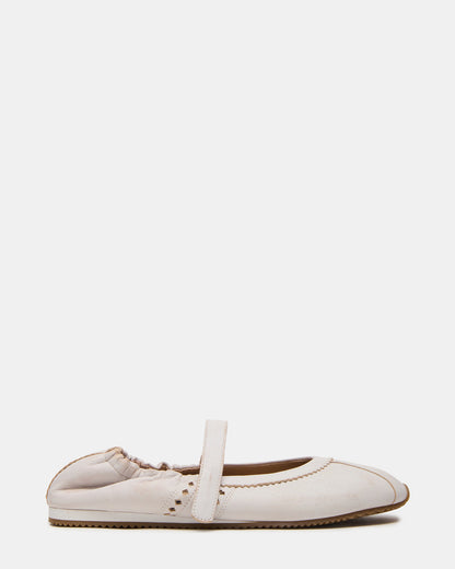 ANAYA White Distressed Mary Jane Ballet Women's Flat