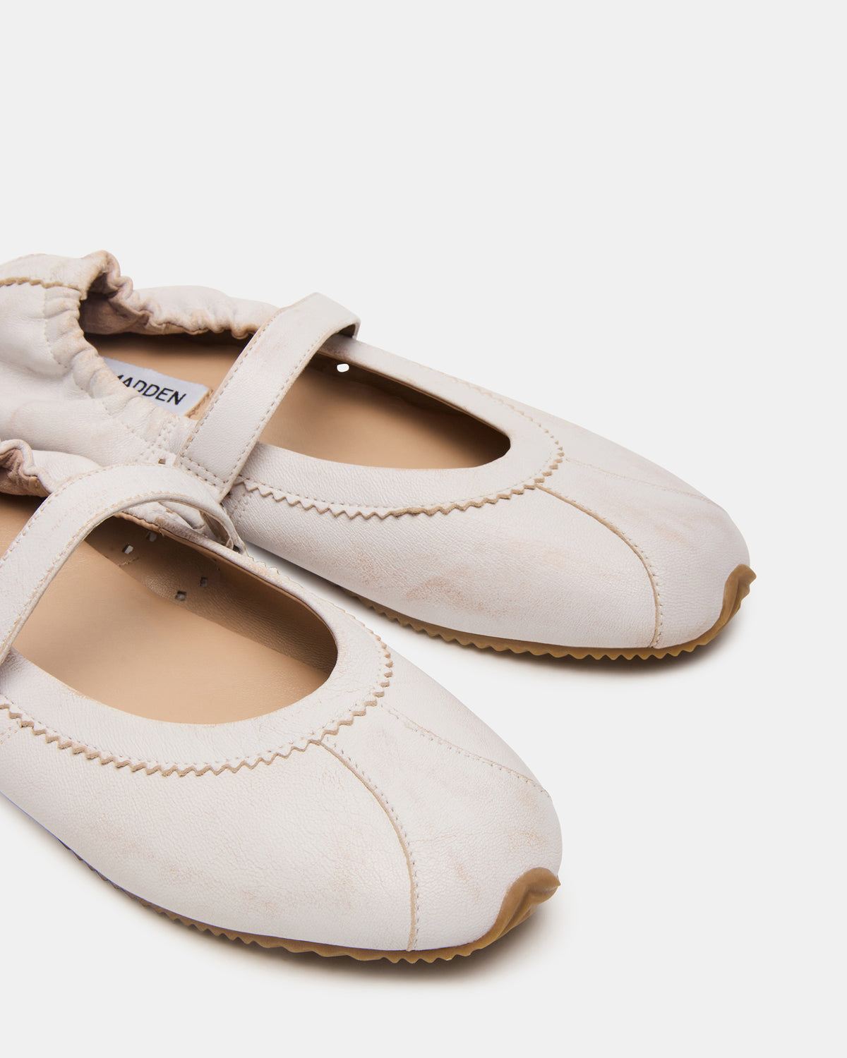 ANAYA White Distressed Mary Jane Ballet Women's Flat