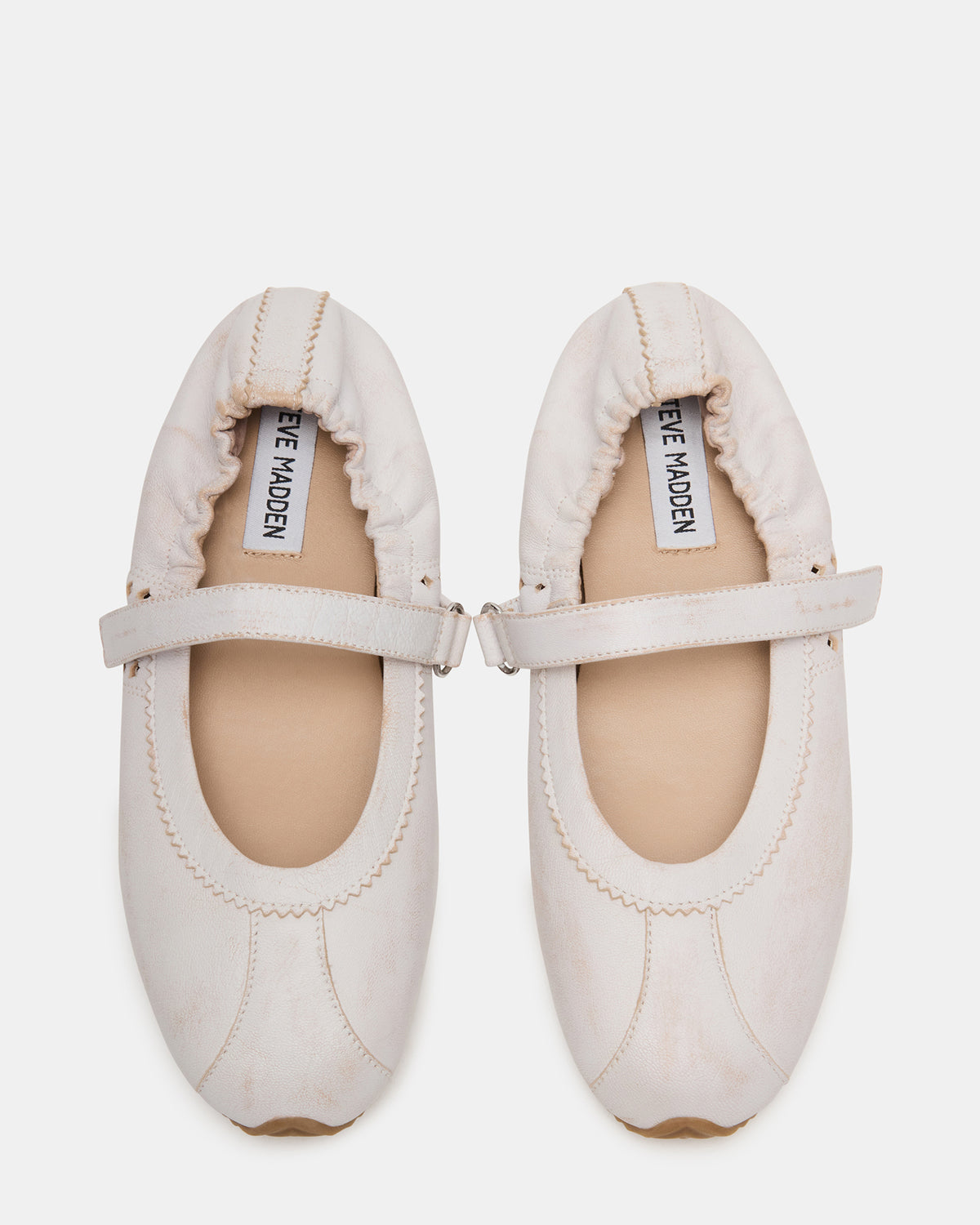 ANAYA White Distressed Mary Jane Ballet Women's Flat