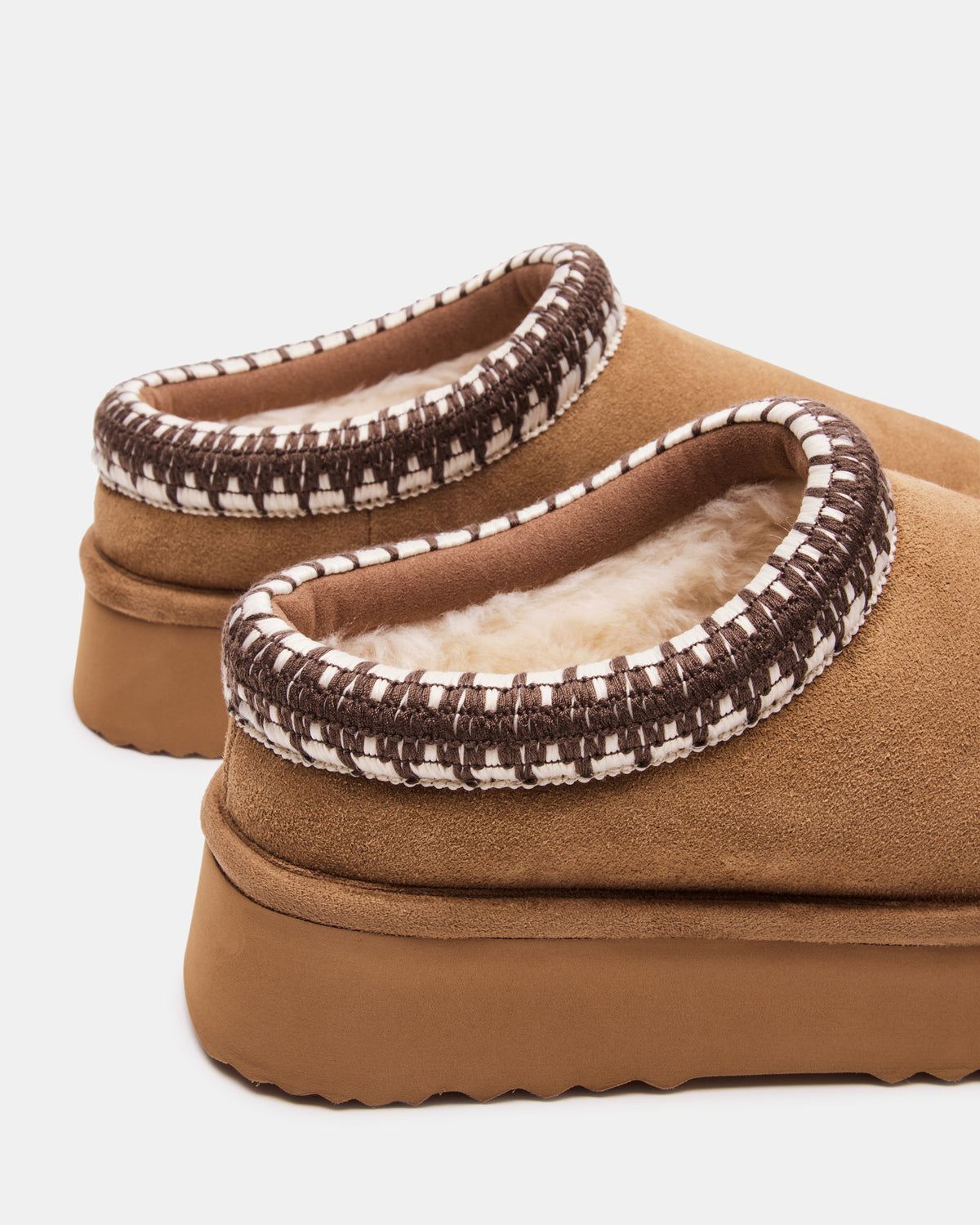 SELENA Chestnut Suede Women's Natural Slip-On Mule Flat