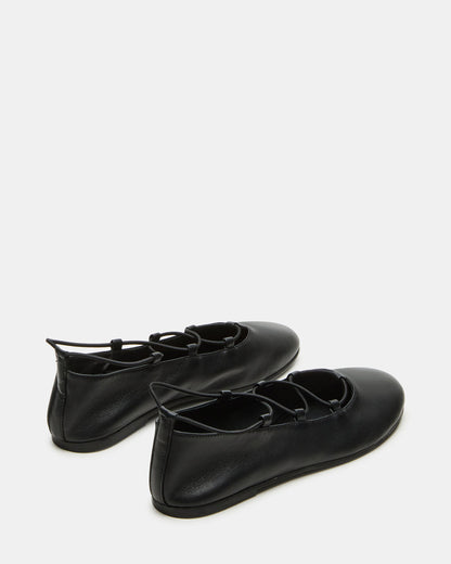 BOMBSHELL Black Leather Ballet Women's Flat