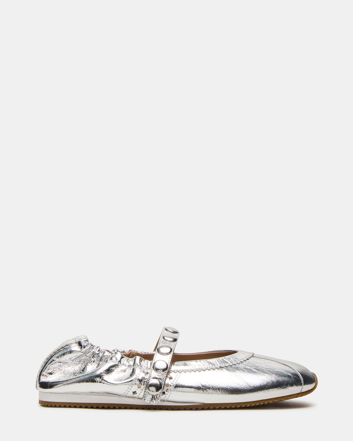 ANAYA Silver Leather Studs Mary Jane Ballet Women's Flat