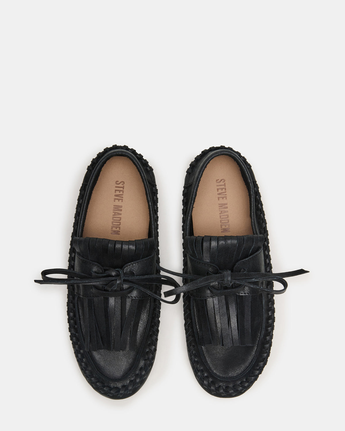 SAMUAL Black Distressed Fringe Boat Women's Loafer