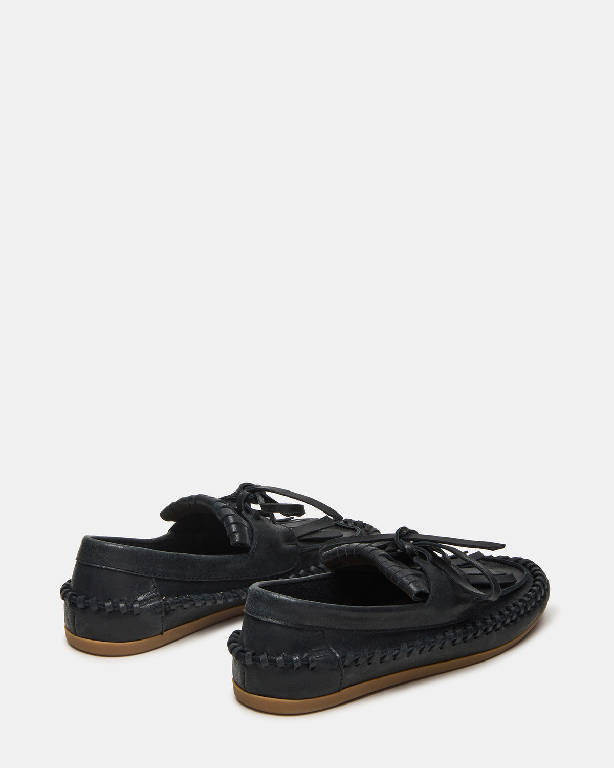 SAMUAL Black Distressed Fringe Boat Women's Loafer