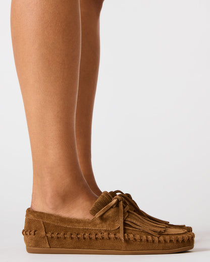 SAMUAL Black Distressed Fringe Boat Women's Loafer
