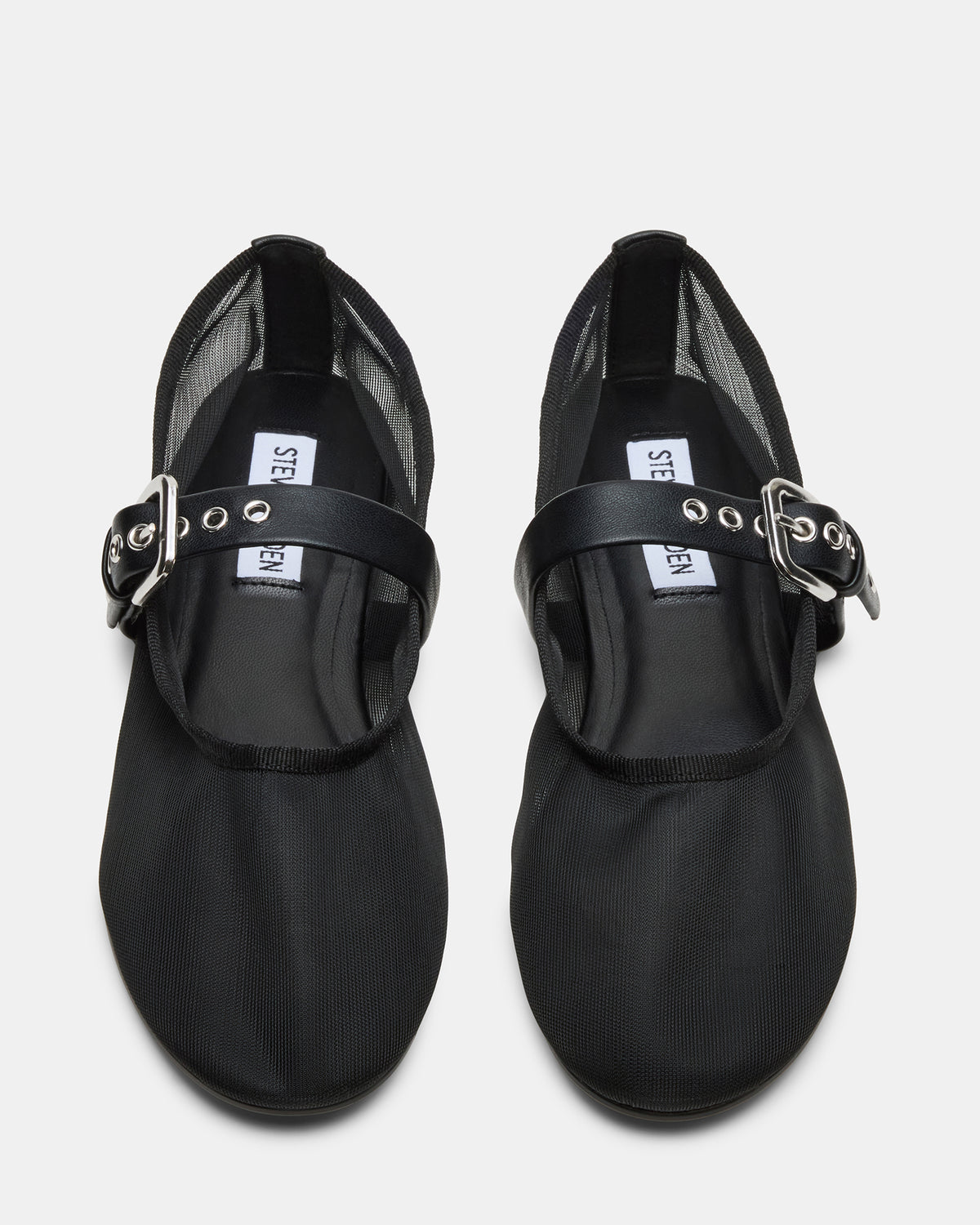 MITSY Black/Black Mary Jane Mesh Ballet Women's Flat