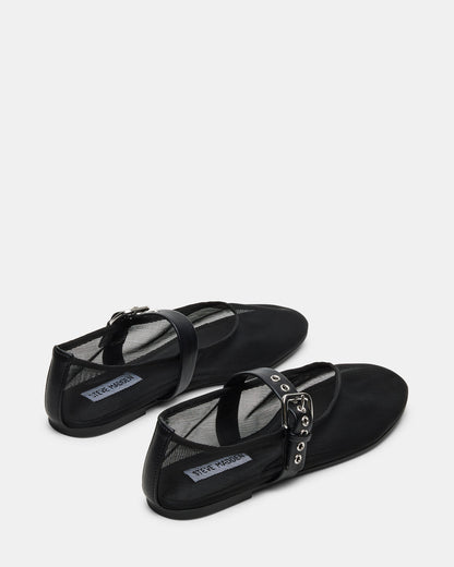 MITSY Black/Black Mary Jane Mesh Ballet Women's Flat
