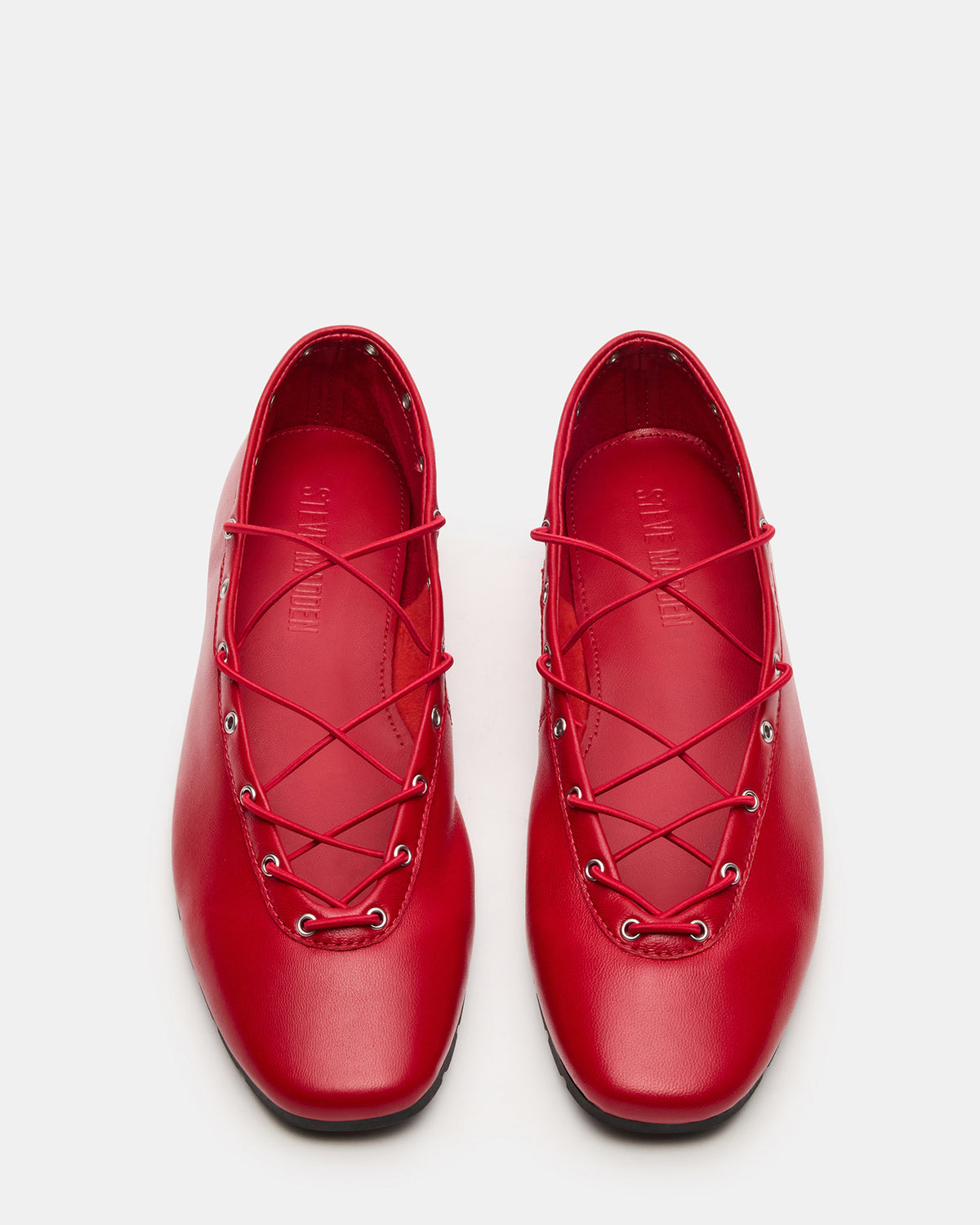 POINTE Red Leather Women's Ballet Square-Toe Flat