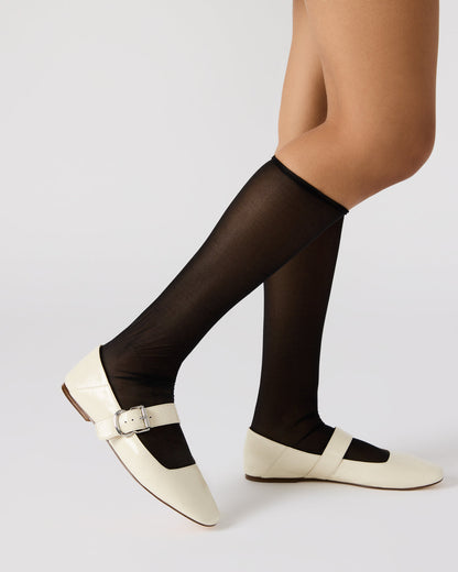 JENNI Bone Leather Women's Square-Toe Mary Jane Ballet Flat
