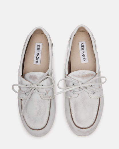 SAG White Leather Women's Boat Shoe