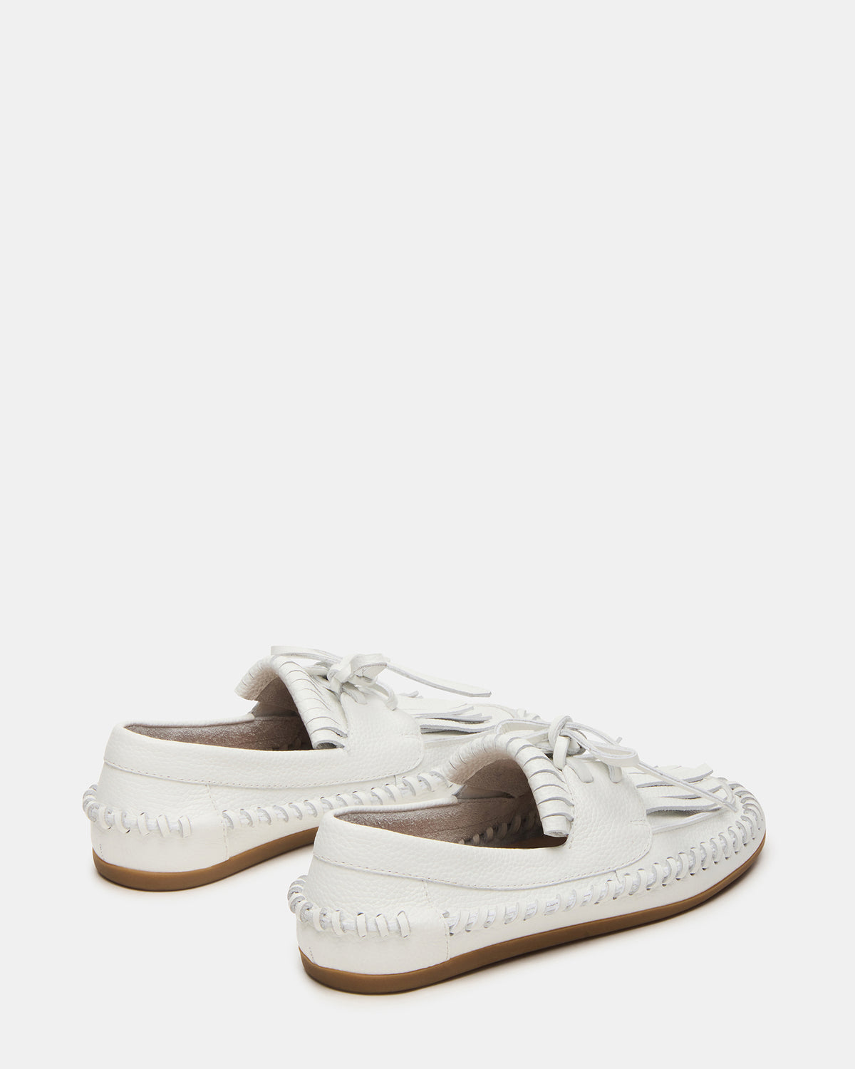 SAMUAL White Leather Fringe Boat Women's Loafer