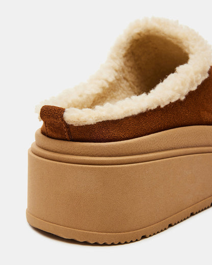 SMORES Tan Suede Faux Fur Slip-On | Women's Flats