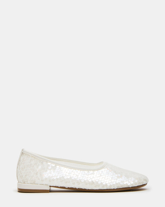 GARCELLE White Sequin Women's Ballet Flats