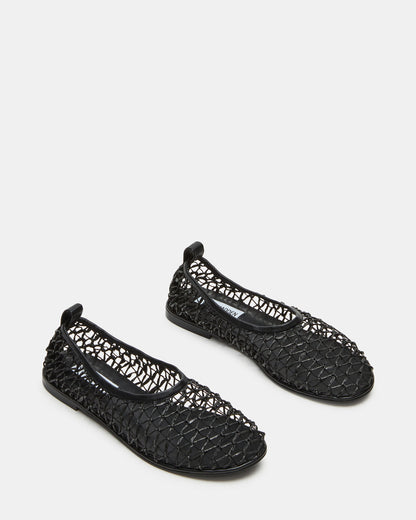 AMBROSIA Black Women's Net Caged Ballet Flat