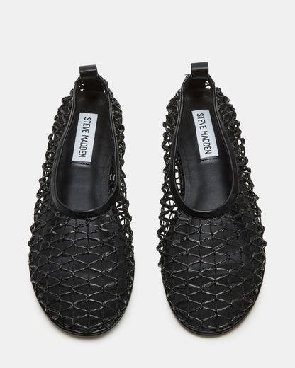 AMBROSIA Black Women's Net Caged Ballet Flat