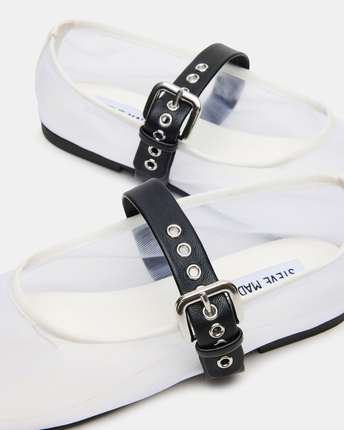 MITSY White/Black Mary Jane Mesh Ballet Women's Flat