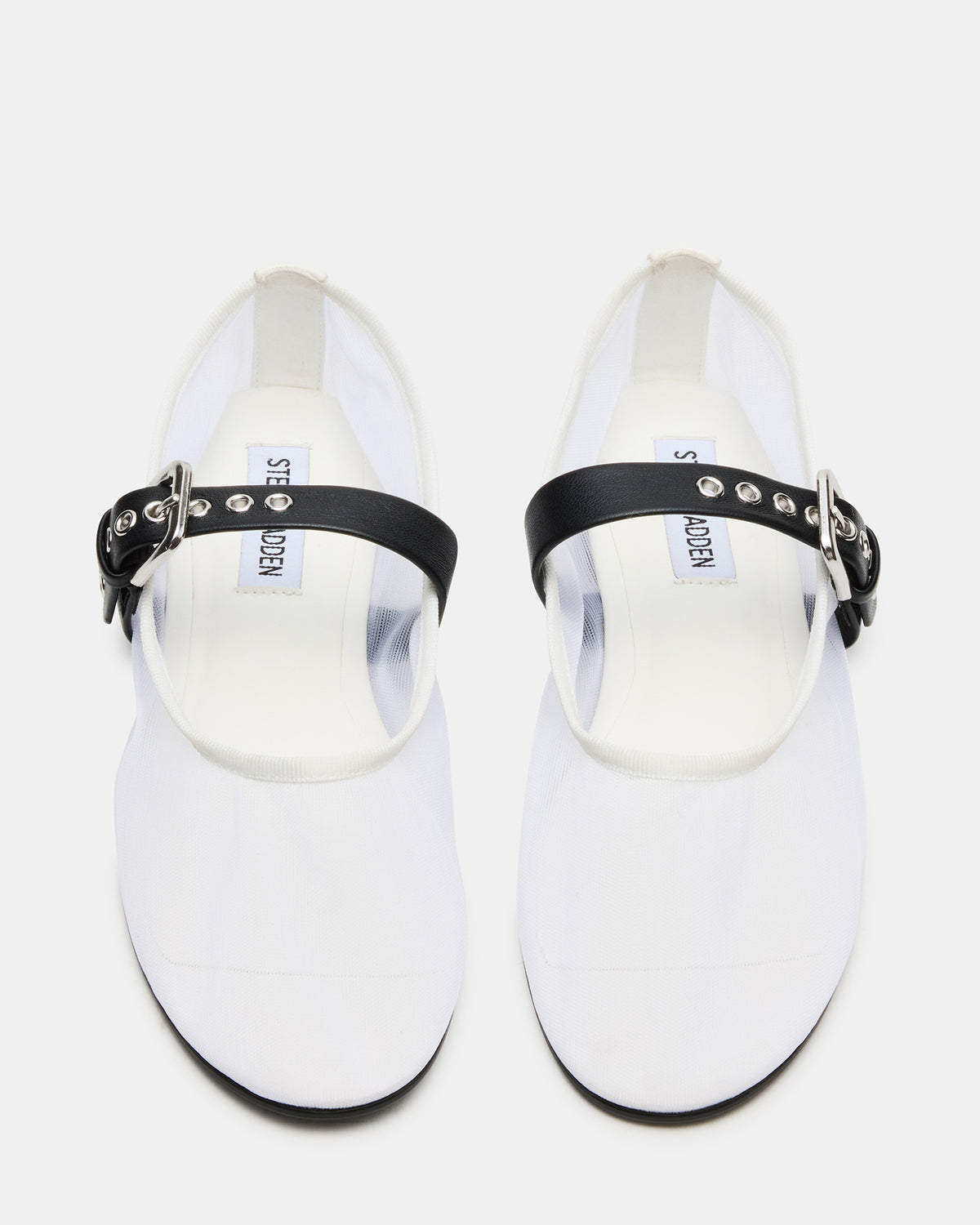 MITSY White/Black Mary Jane Mesh Ballet Women's Flat