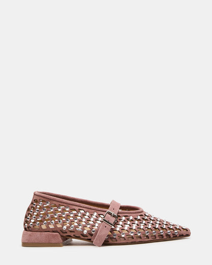 NICO Blush Suede Women's Pointed-Toe Mary Jane Flat