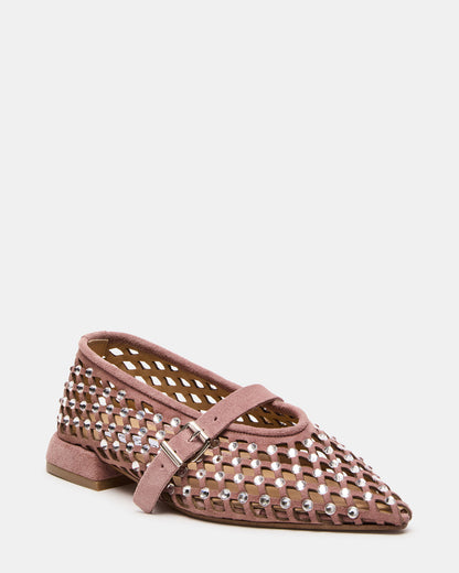 NICO Blush Suede Women's Pointed-Toe Mary Jane Flat