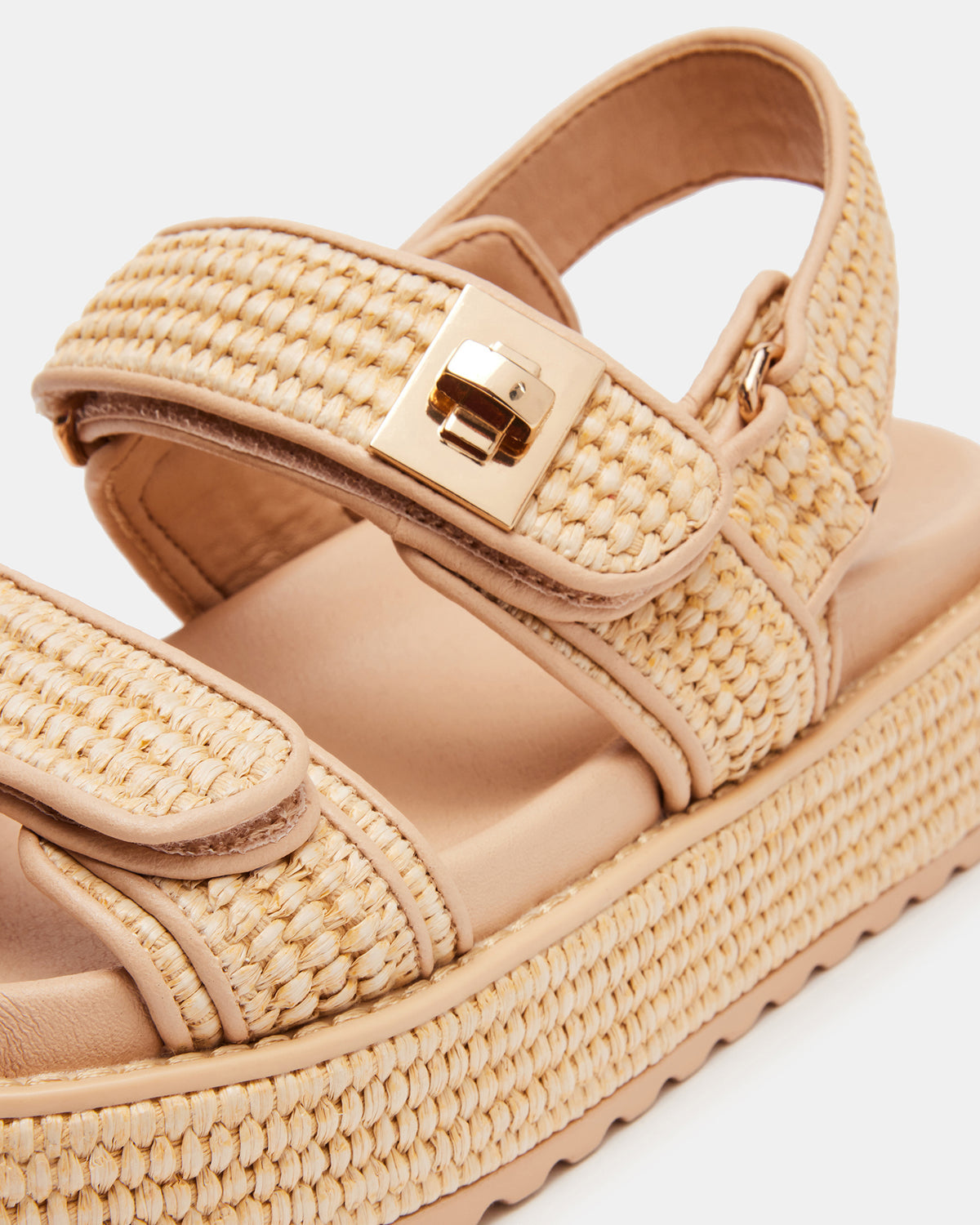 BIGMONA Natural Raffia Leather Women's Platform Sandal