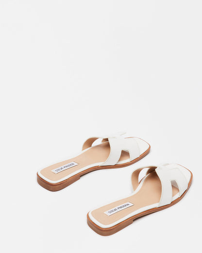 HADYN White Leather Sandal | Women's Designer Sandals