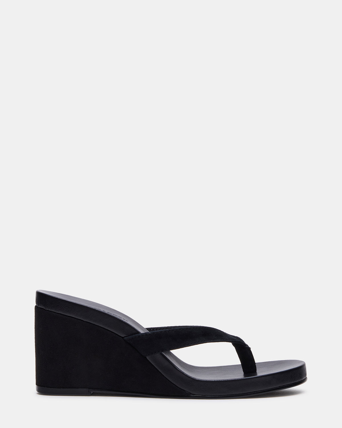 PLAYING Black Suede Thong Wedge Women's Sandal