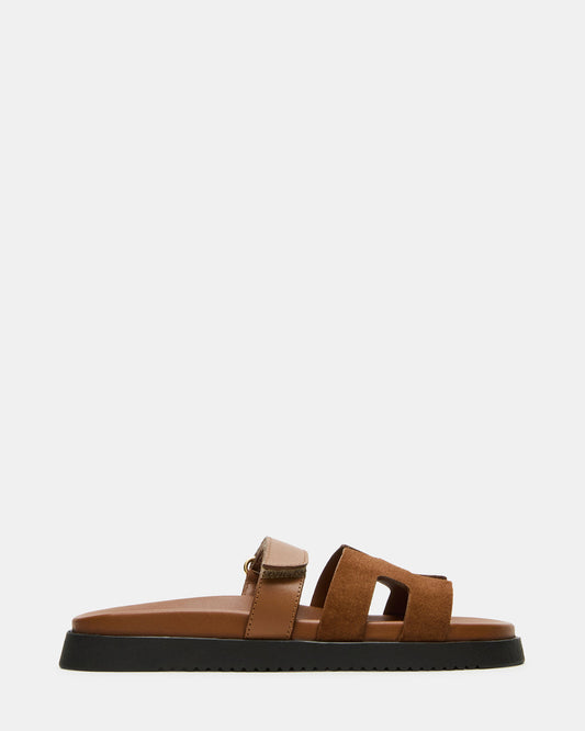 MAYVEN Camel Suede Flatform Slide Women's Sandal