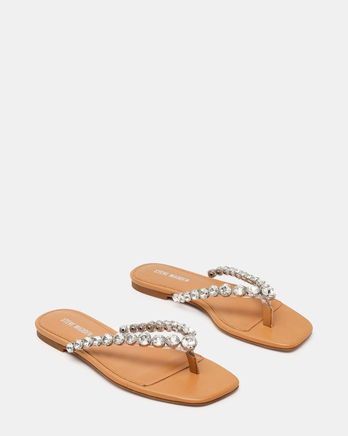 MARBLE Rhinestones Silver Multi Thong Square-Toe Women's Sandal