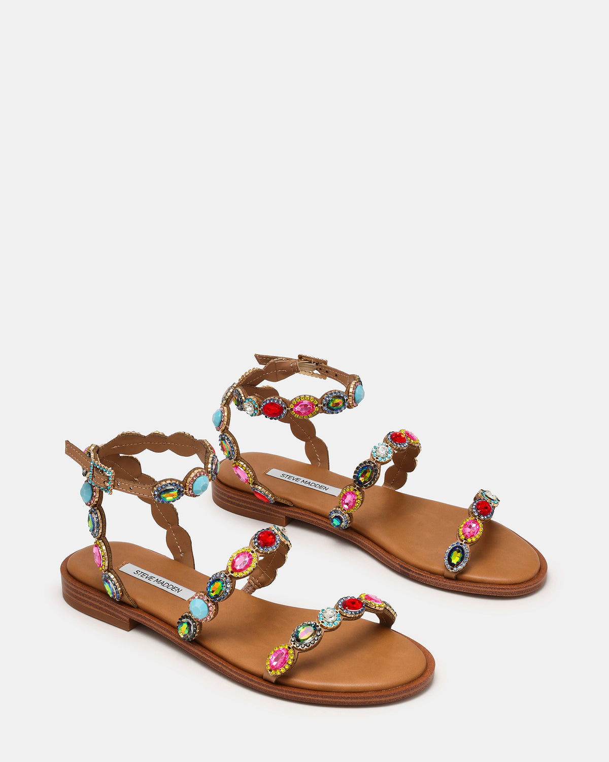 TAWNIE Bright Multi Stone Strappy Ankle Strap Women's Sandal