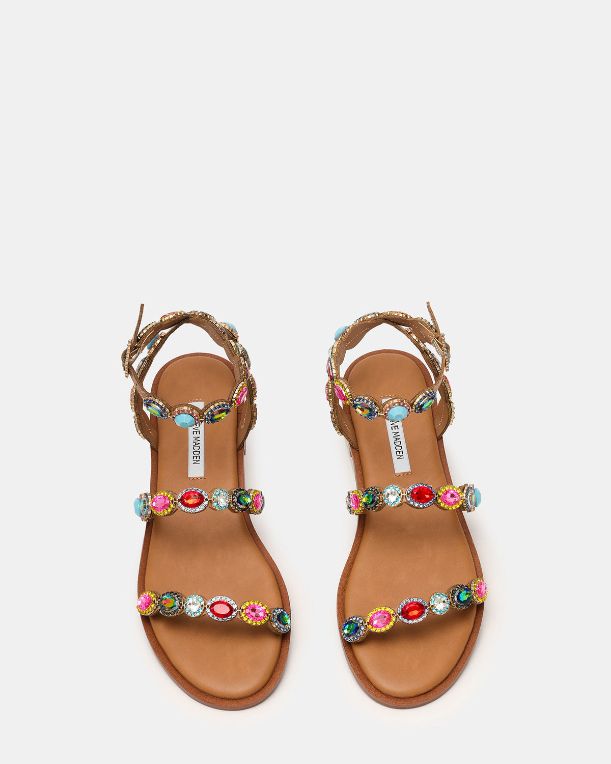 TAWNIE Bright Multi Stone Strappy Ankle Strap Women's Sandal