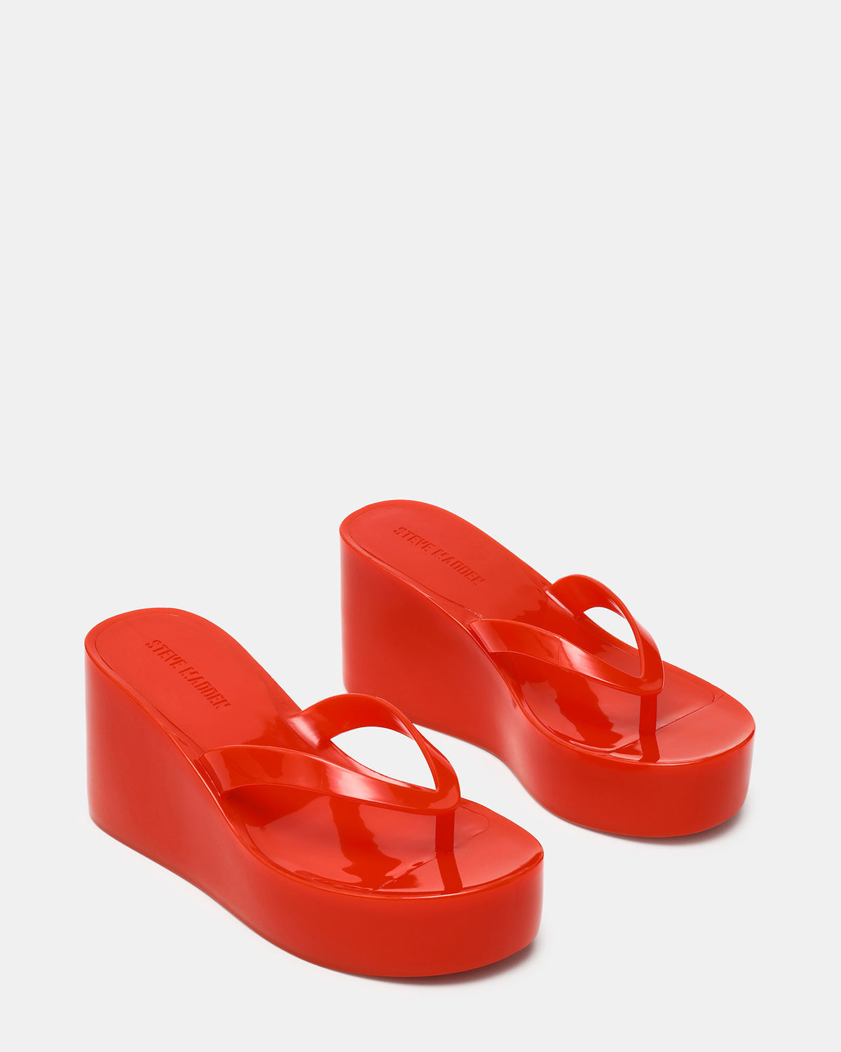 JELLA Red Thong Wedge Women's Platform Sandal