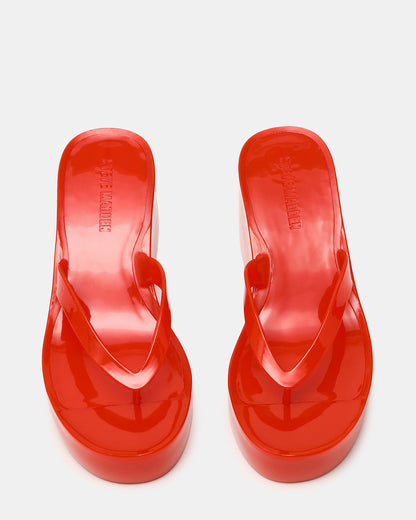 JELLA Red Thong Wedge Women's Platform Sandal