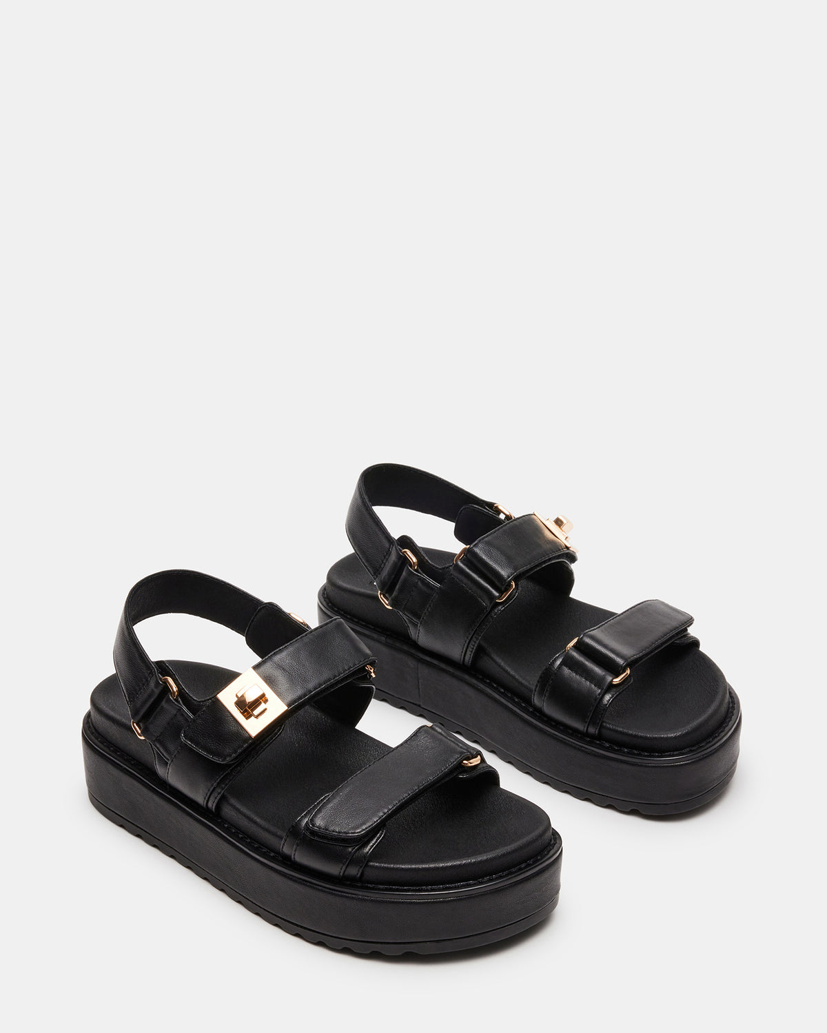 BIGMONA Black Leather Women's Platform Sandal