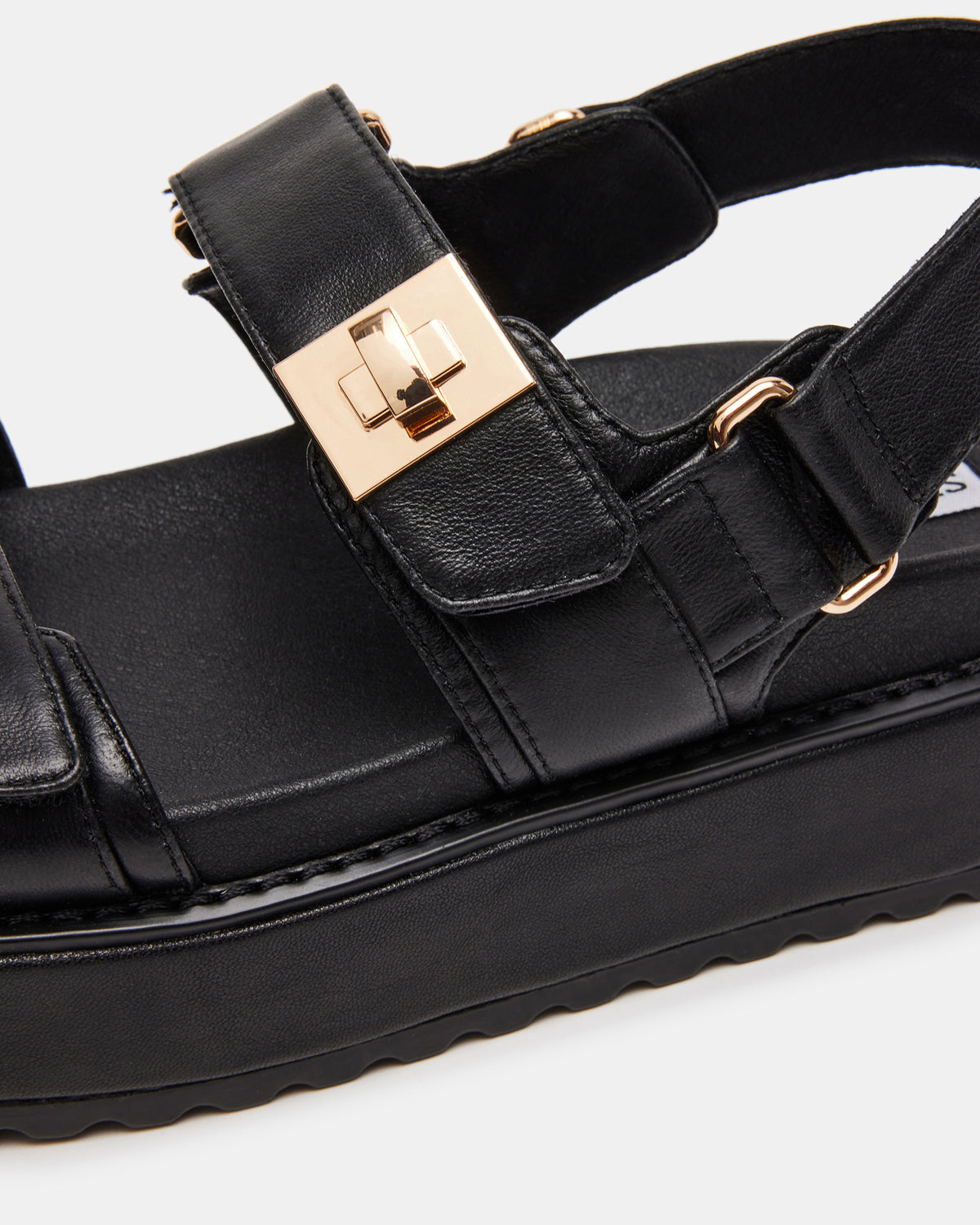 BIGMONA Black Leather Women's Platform Sandal
